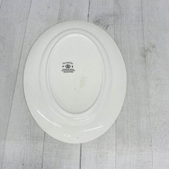 Johnson Brothers JB878 SNOWHITE England Ironstone Floral Green Trim Oval Platter - Picture 3 of 15
